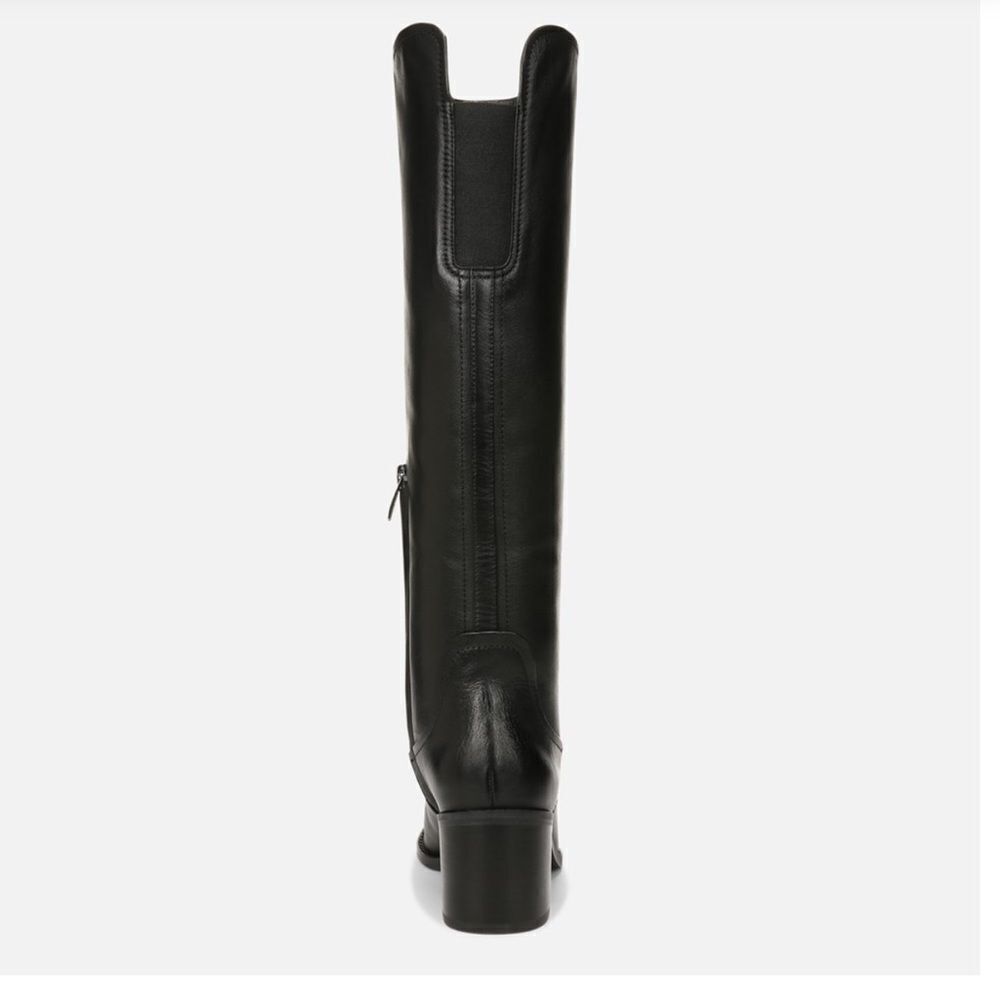 27 Edit Womens Edda Black Leather Wide Calf Tall Knee-High Boots - Picture 7 of 13